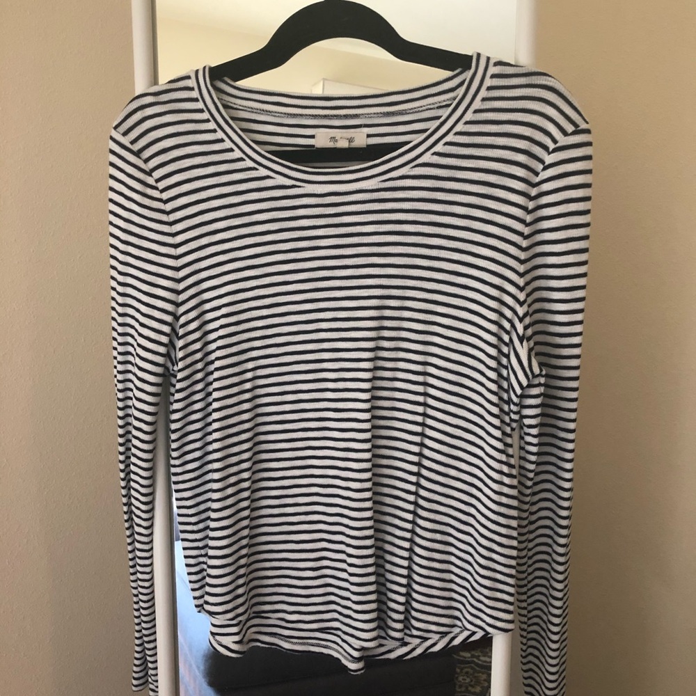 Madewell Navy Blue Striped Long Sleeve Tee